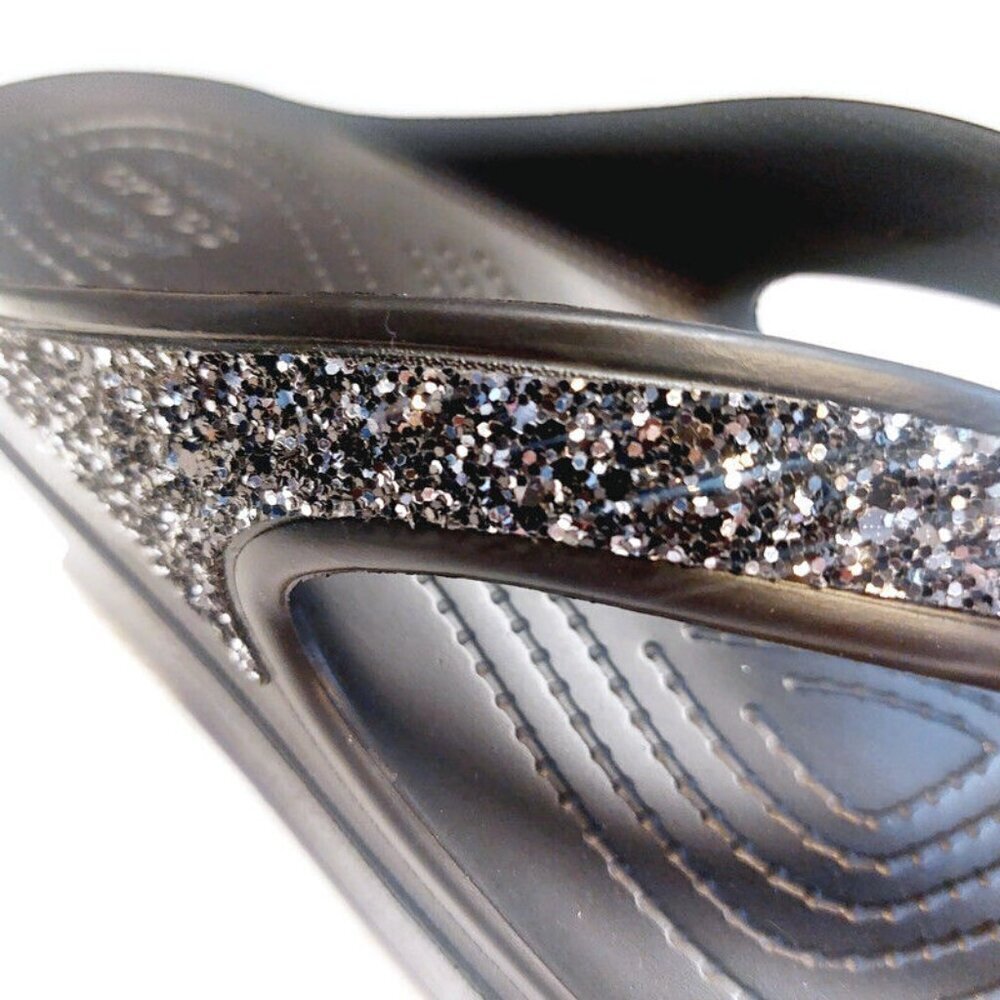 CROCS Sloane Glitter Wedge Flip Flops Womens Size 9 Lightweight Slip On Sandals - Picture 2 of 9